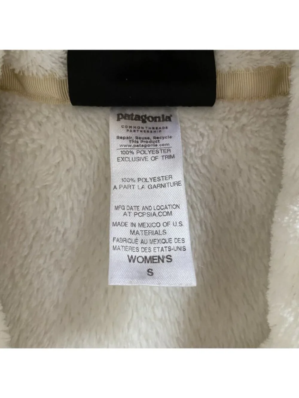 Patagonia Womens Small Fleece Jacket White Biege Full Zip Polartec *Read desc*